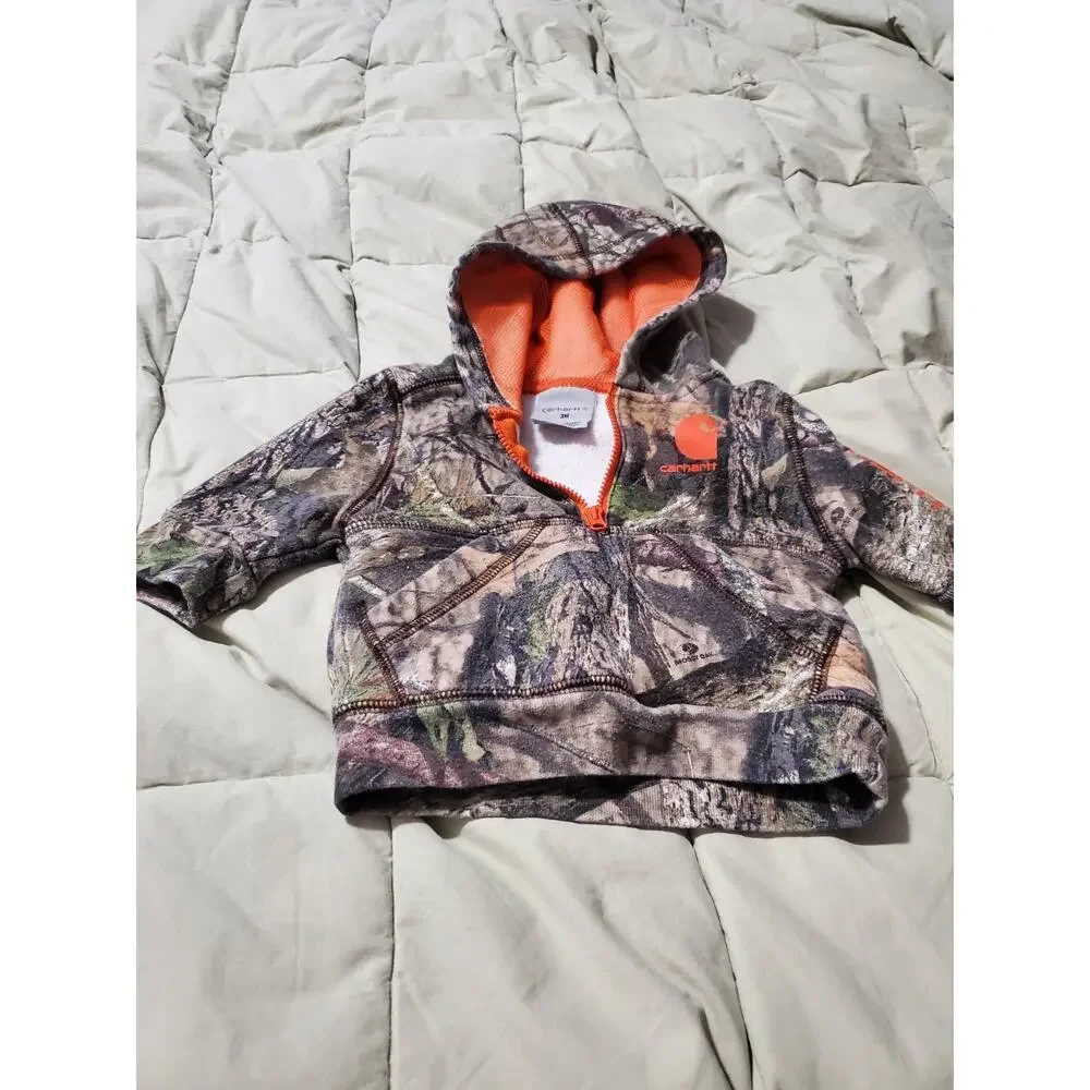 Carhartt Baby Boys 3M Outfit Lot Camo Hoodie Romper Onepiece Mossy Oak 3 Pc